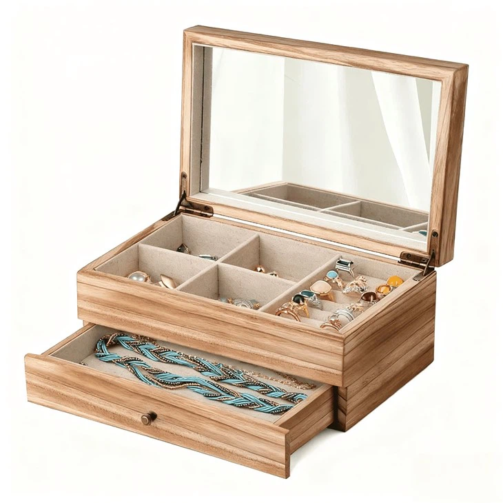 2 Layer Wooden Jewelry Box Organizer manufacturers