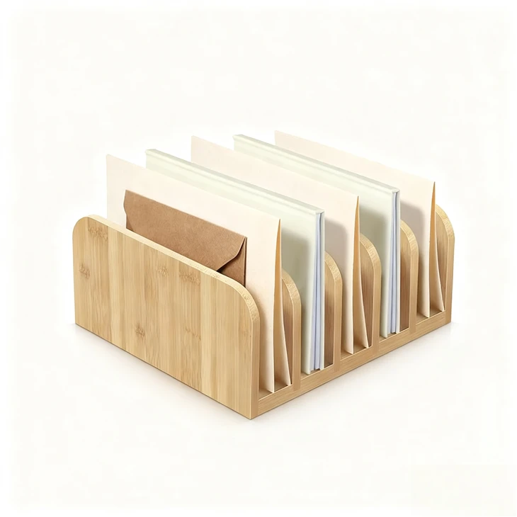 Bamboo Desk Mail Organizer With 5 Compartments manufacturers